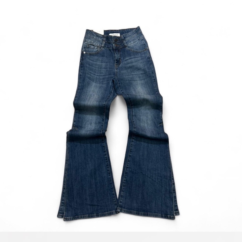 NWT |Nature Denim| Slit Flare Denim Jeans Low-rise Booty Booster 5/26 × 32 Tall